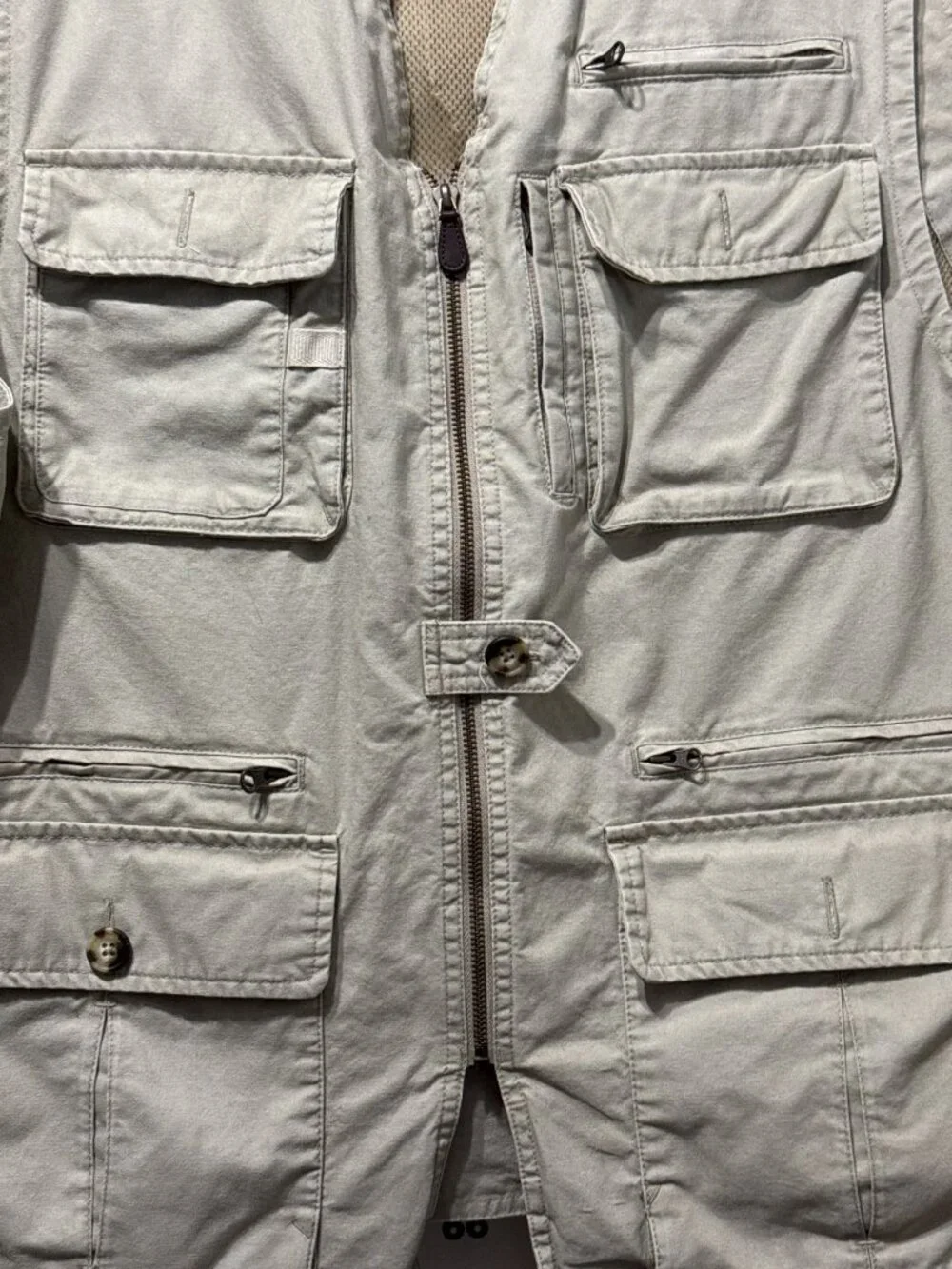 L.L. Bean Mens Vintage XXL Beige Vest 100% Cotton Outdoor Fishing Multi-Pocket